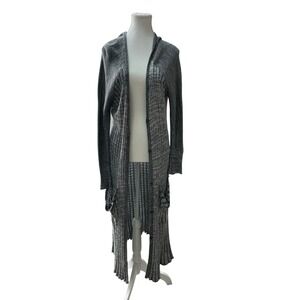 Free People Grey Marled‎ Ribbed Hooded Duster Cardigan Snap Front Long Sweater